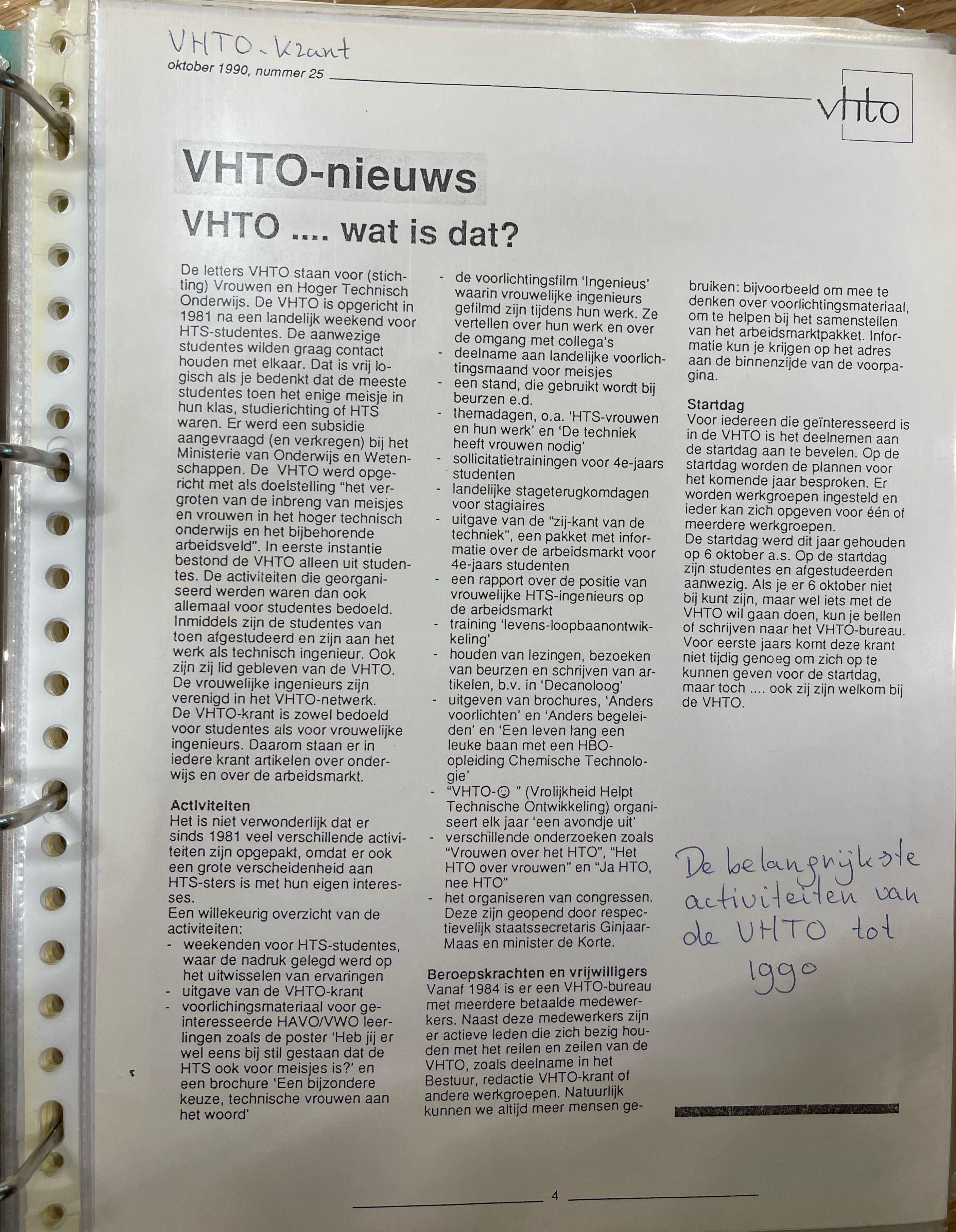VHTO krant uit 1990.